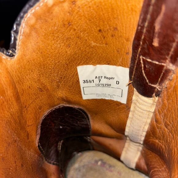 AG7 Roper Brown Leather Work Western Boots Men’s 7 D USA Made - Picture 7 of 7